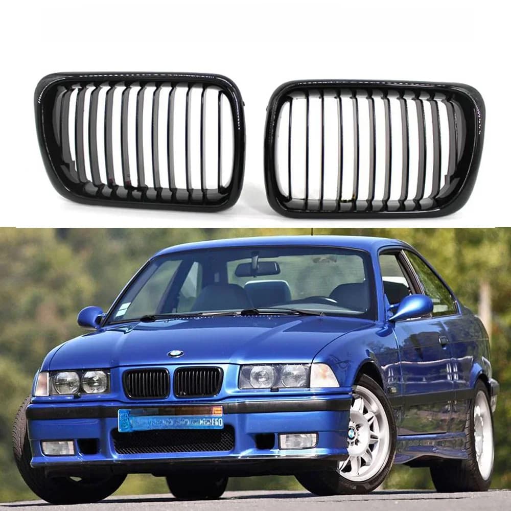 Calandre noire brillante en ABS pour BMW, accessoire de voiture, modèle E36 M3 318I 323I 328I série 3 1997 1998 1999