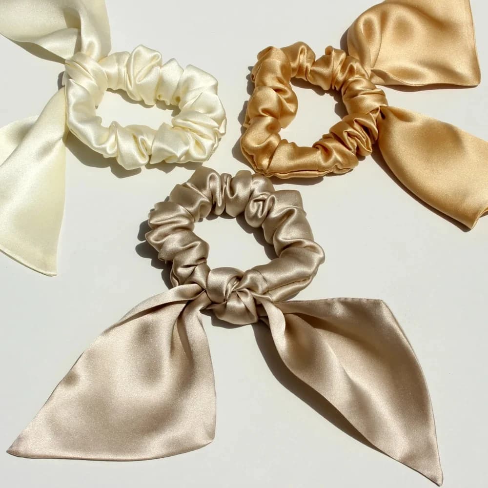 Pure InjBunny-Chouchous d'oreille pour femmes et filles, nœud papillon, bandes de cheveux nouées, cravates élastiques, porte-queue de cheval, 1 pièce, 100%