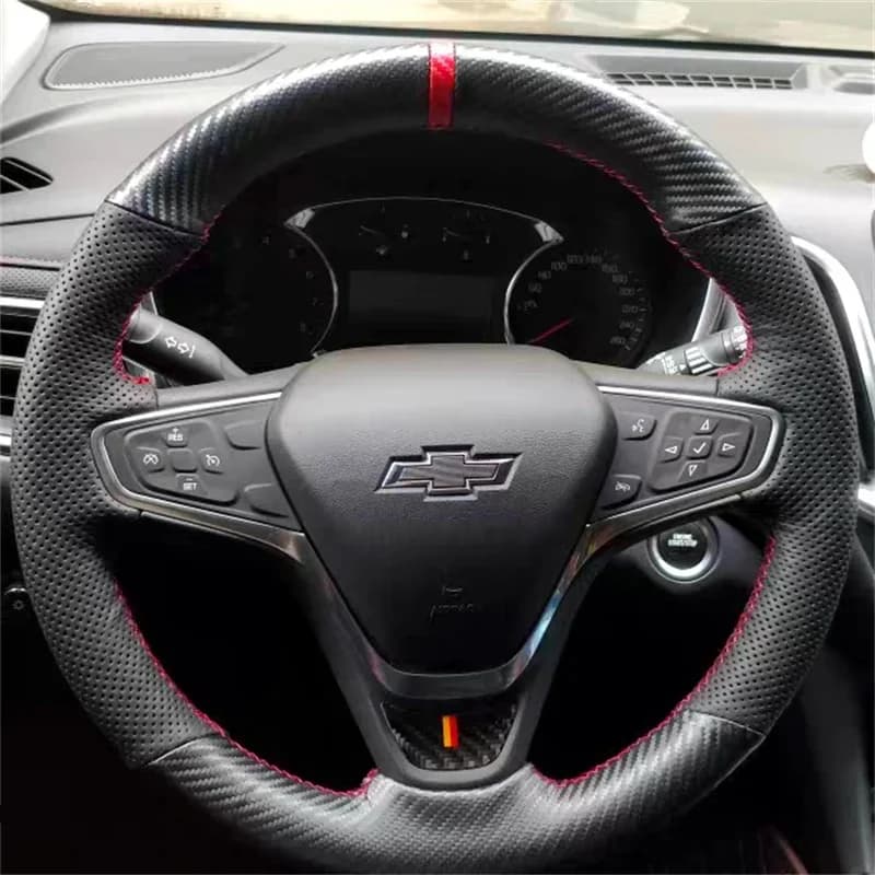 Housse de volant de voiture en cuir et fibre de carbone, pour Chevrolet CRUZE sail 3 MALIBU XL Cavalier Equinox, bricolage personnalisé, pièces automobiles