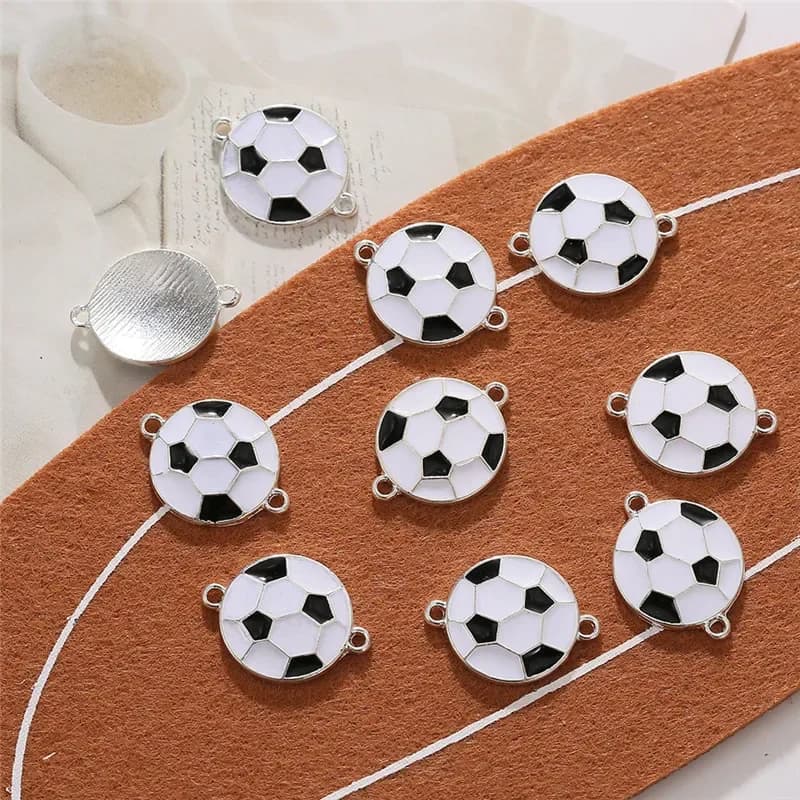 Connecteurs de breloques créatifs en alliage de Football, couleur noir et blanc, pour bricolage, boucles d'oreilles, collier, accessoires de bijouterie, 10 pièces/lot