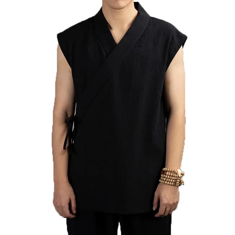Vêtements traditionnels chinois Hanfu pour hommes, veste en fibre de coton lin, kimono imbibé Tang, cardigan masculin, manteau à point ouvert