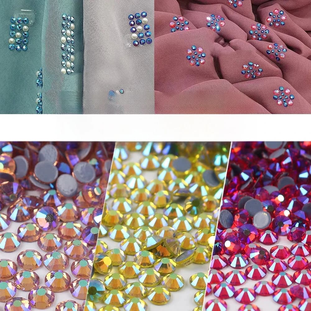 Strass de Luxe Hotfix AB avec Colle Grise pour Vêtement, Effet Verre, Fer sur Citroën, Presse à Chaleur