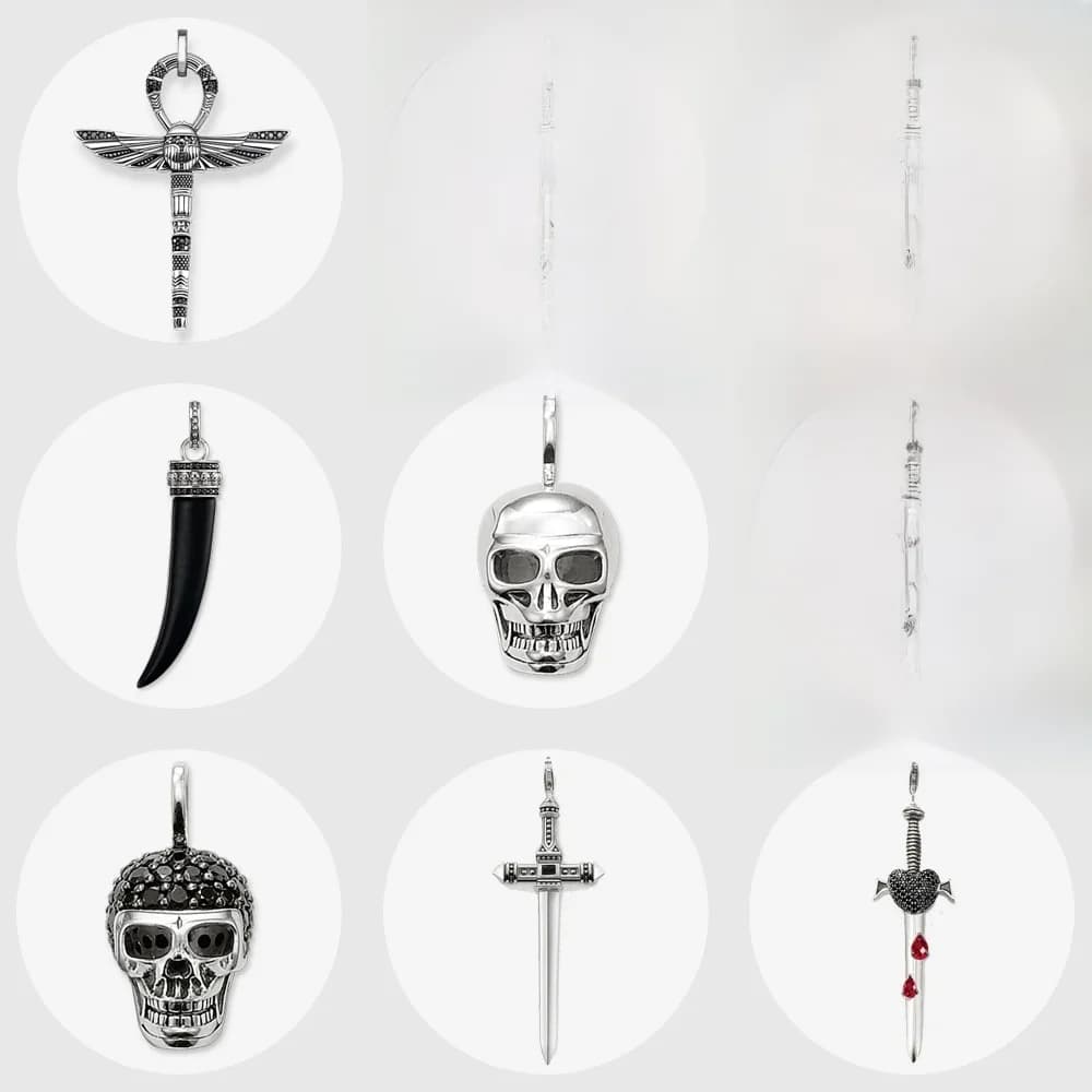 Collier pendentif croix de vie Ankh en argent regardé 2019, taureau, dent de cheval, crâne, épée, bijoux de mode rebelle, cadeau de carillon, 925