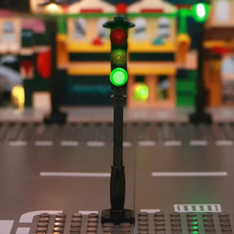 Ensemble de blocs de construction de feux de signalisation à LED MOC, série ville, briques, modèle, 1 pièce