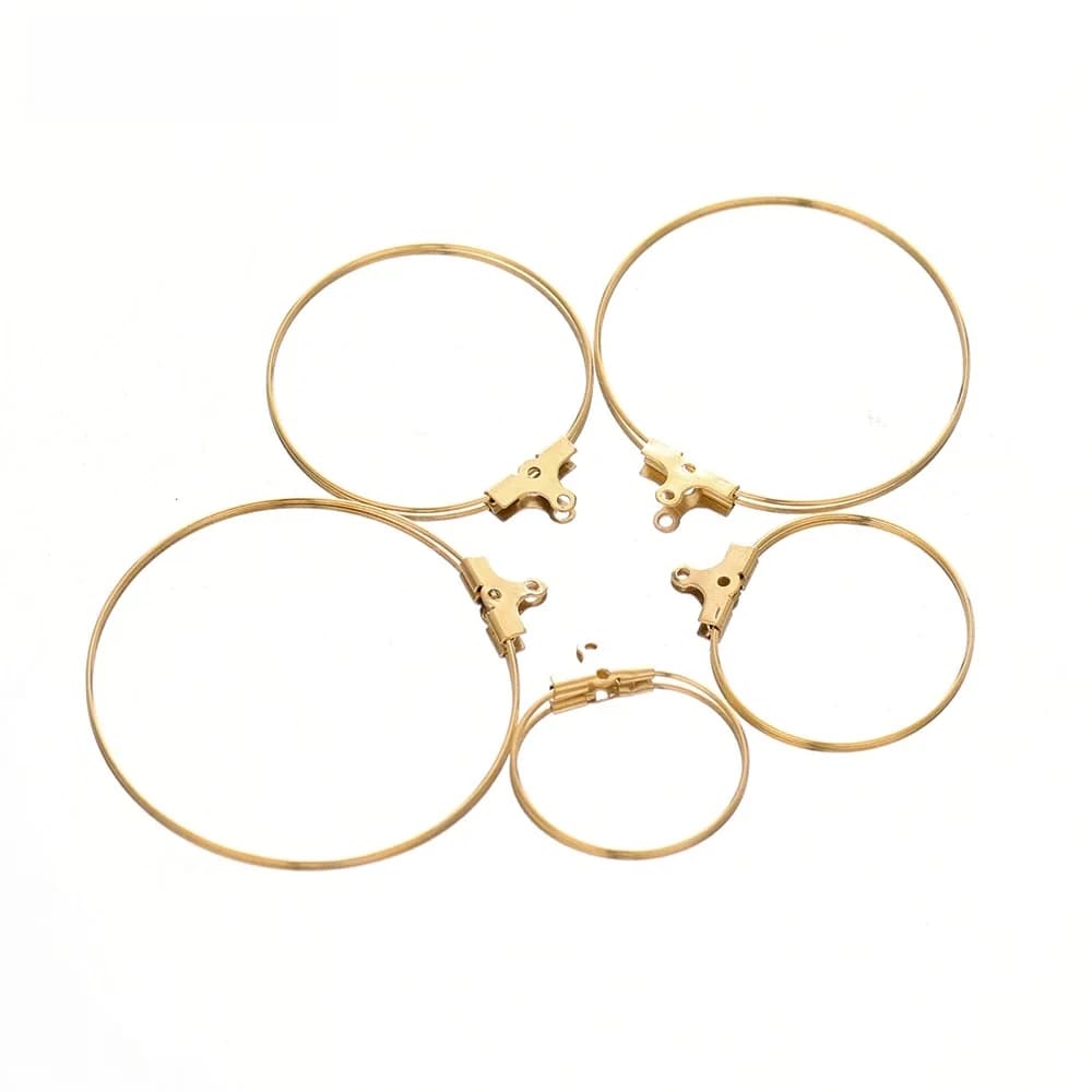 Connecteur de crochets de boucle d'oreille en fil d'oreille en acier inoxydable, couleur or, accessoires de fabrication de bijoux, artisanat, composants de cerceau pendants, 20 pièces
