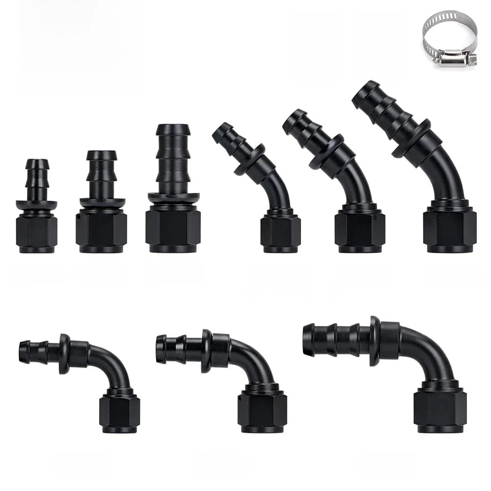 Raccords universels d'extrémité de tuyau à pression AN6 AN8 AN10, raccord de tuyau de refroidissement d'huile de carburant 0 45 90 180 degrés, adaptateur de connexion réutilisable