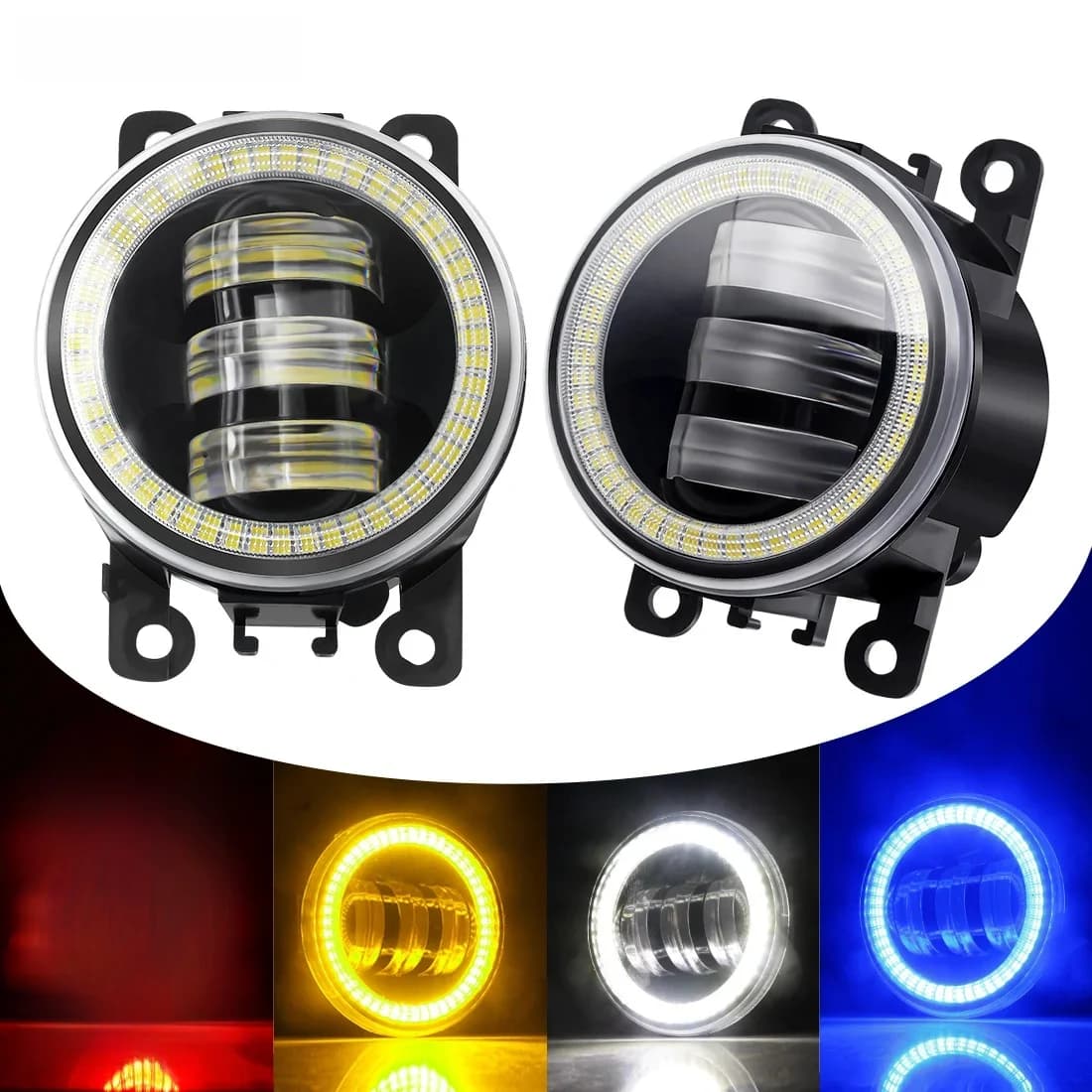 Phare antibrouillard yeux d'ange pour Jeep Renegade, boussole Cherokee, lentille LED, 30W, 6000lm, 12V, 2 pièces
