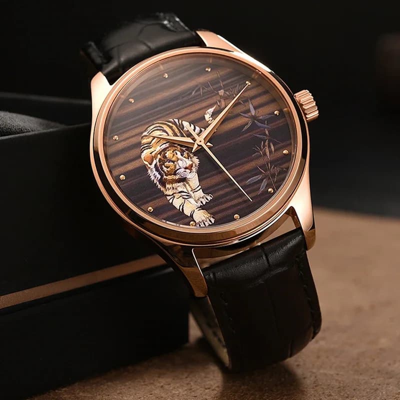Montre Homme carnaval marque de luxe Montre automatique mode 3D tigre or Rose montres mécaniques pour hommes Reloj Hombre