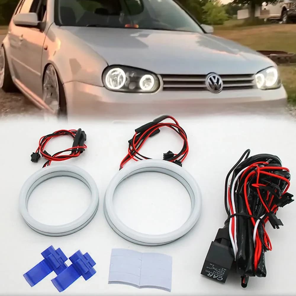 Analyste d'éclairage de sauna Angel Eyes, LED en coton blanc, Volkswagen Golf 4, 5, IV V, 1998-2009, accessoires automobiles, kits d'anneaux Halo