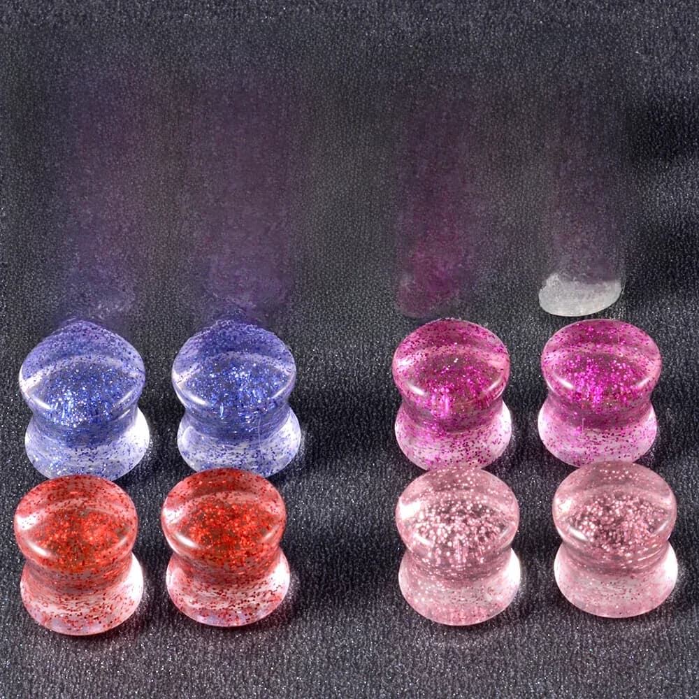 Paire de bouchons d'oreille en acrylique, 4-20mm, paillettes scintillantes, jauges d'oreille, civière d'oreille, selle, Tunnel de chair, extenseur, Piercing corporel, bijoux