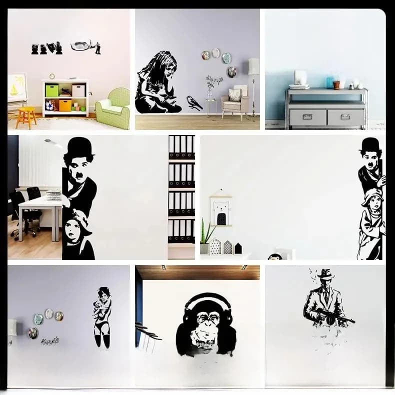 Autocollants muraux créatifs Banksy, en vinyle, pour décoration de maison, salon, chambre à coucher, affiche murale