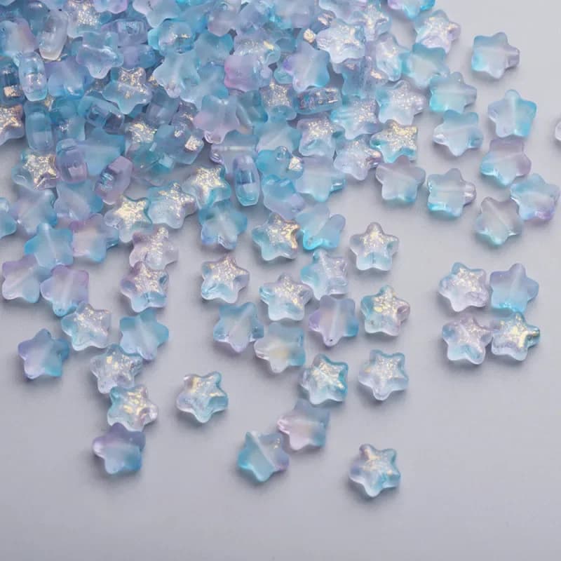 Perles étoiles de couleur dégradée givrée de 8mm, 50 pièces/lot, perles d'espacement amples en verre tchèque pour la fabrication de bijoux, accessoires de bricolage faits à la main