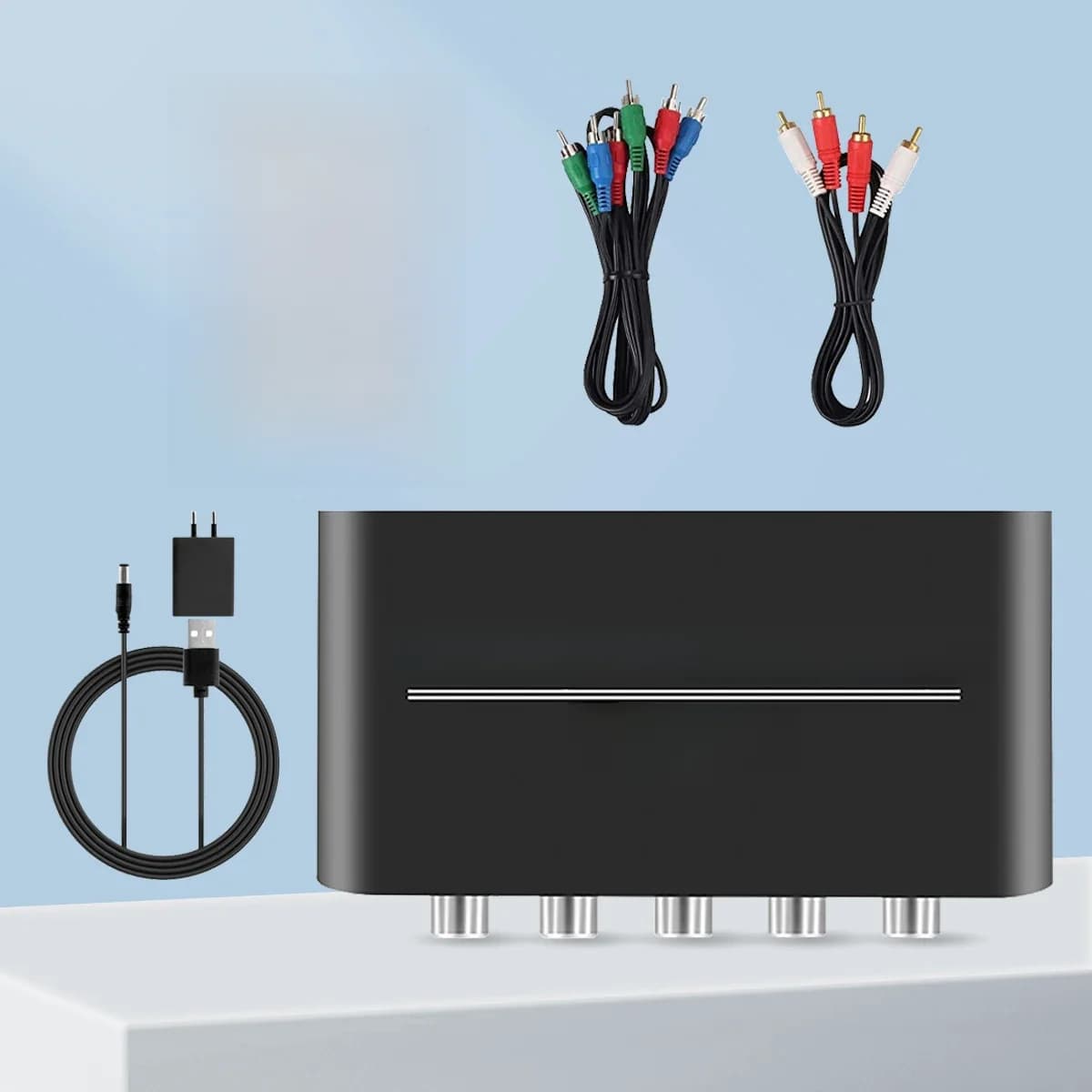 Convertisseur vidéo HD vers composant 1080P, adaptateur HD vers YpbPr RGB 5RCA avec fonction détartreur avec adaptateur d'alimentation, câble Audio 3RCA