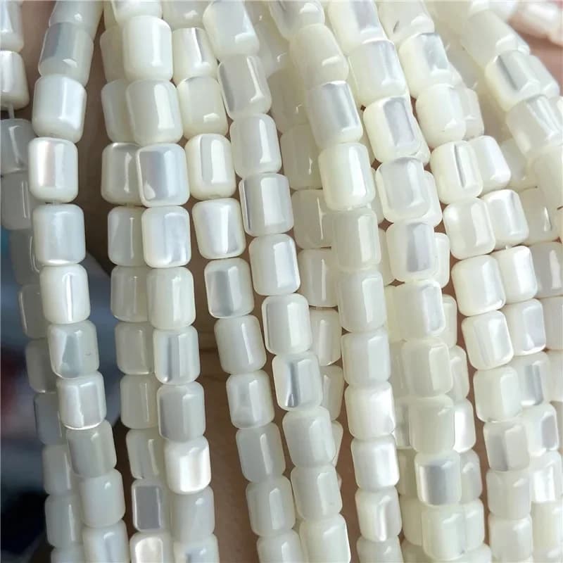 Perles de coquillage en nacre blanche naturelle, 5x6mm, Rondelle en forme de baril, perles de coquillage d'eau douce pour la fabrication de bijoux, fourniture de bricolage 15"