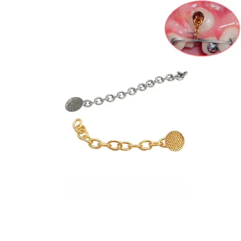 Chaîne de Traction orthodontique dentaire, Base ronde en maille, boutons linguales, matériaux orthodontiques, 2 pièces