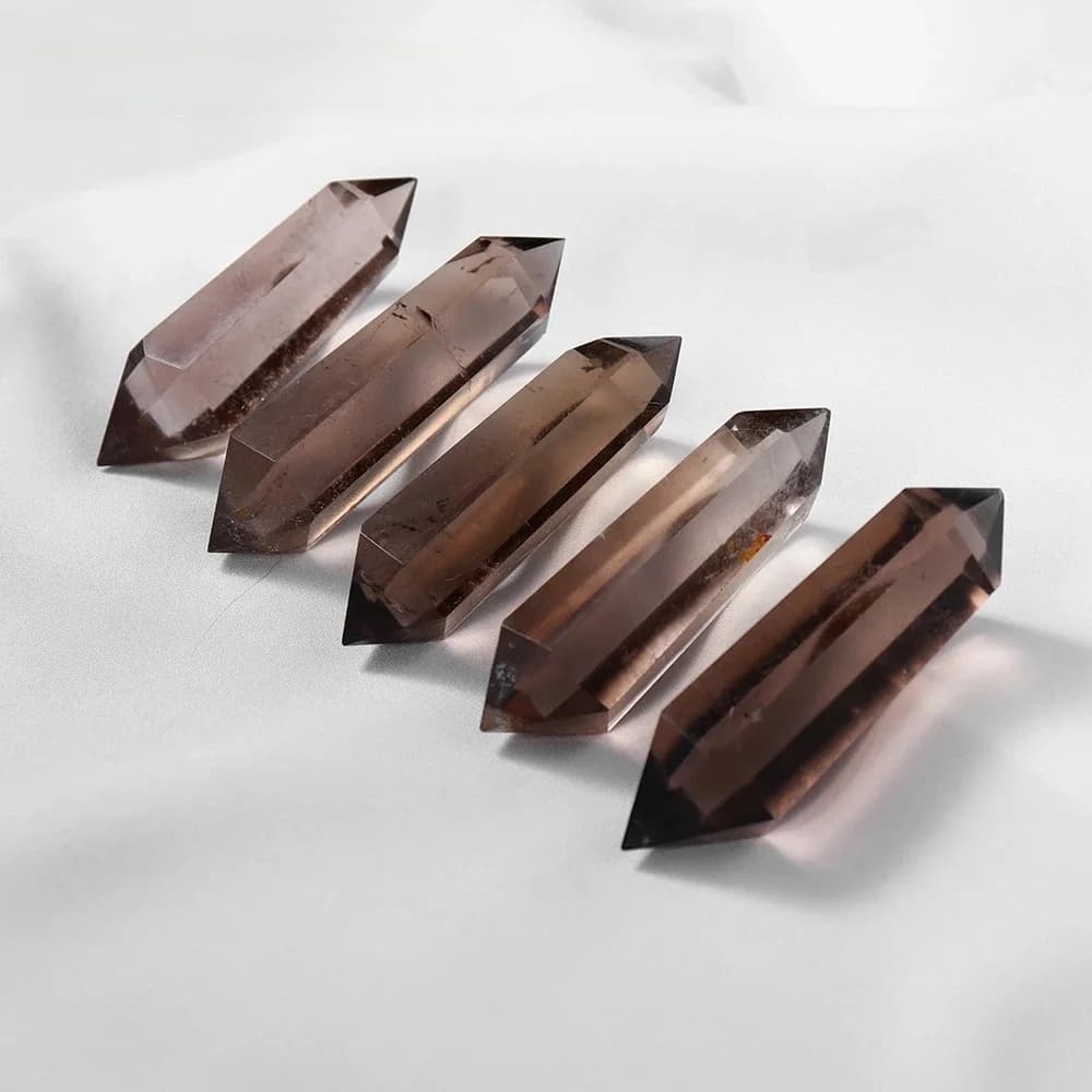 Quartz fumé en cristal naturel, 1 pièce, Double pointe, guérison, pierre minérale, baguette magique, décoration de maison