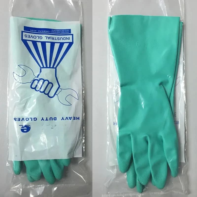 8 pièces/4 paires résistant à l'huile longs vert sécurité Nitrile caoutchouc enduit gants de travail résistant aux produits chimiques gant en néoprène