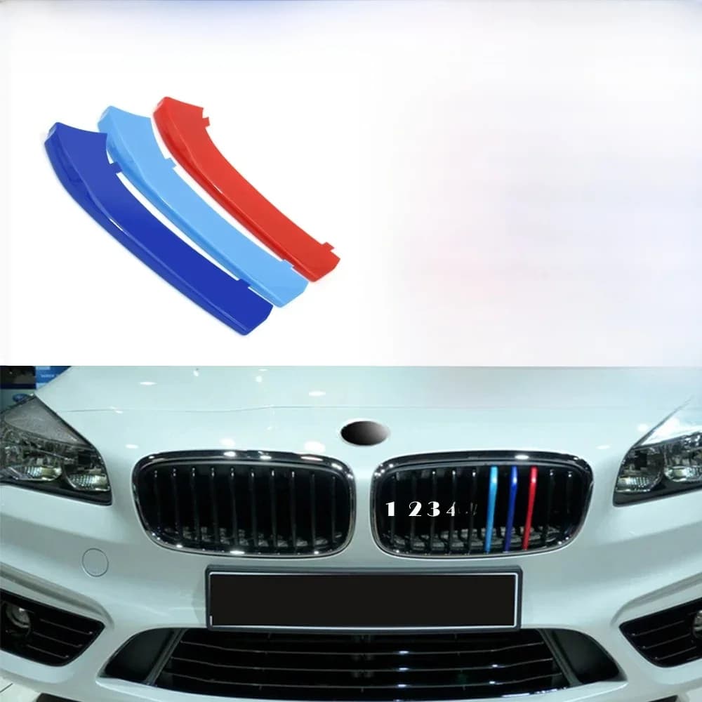 Réinitialisation de calandre à 3 documents pour BMW Série 2 F45 Security eTourer F46 GranTourer Garniture M-SPORT Design Racing Insert Stripe Fit 14-18