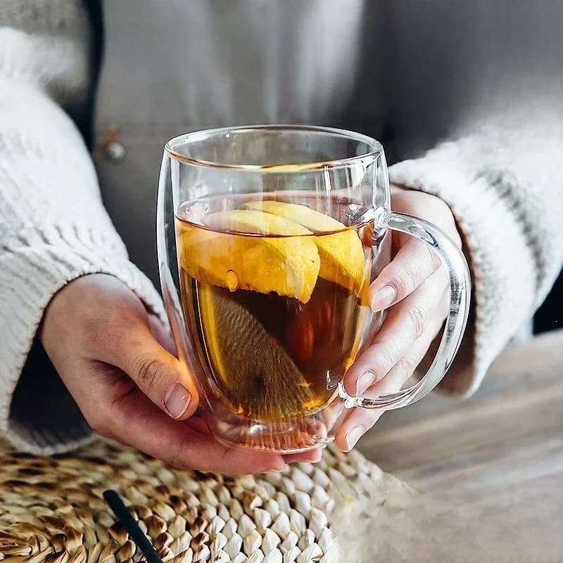 Tasse transparente murale Double couche, 2 à 6 pièces, tasse à café, lait, boisson, verre à haute teneur en Borosilicate, résistante à la chaleur, pour la maison et le bureau