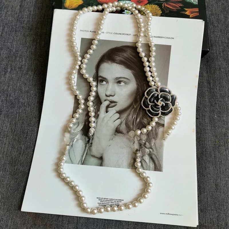 Collier superposé de perles AAA avec gros colliers de fleurs de camélia, bricolage de styliste