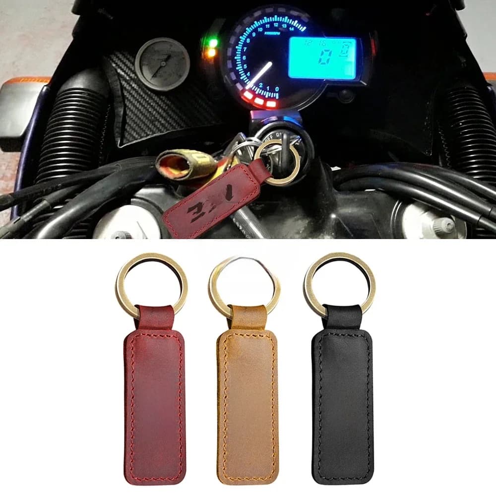Porte-clés en peau de vache pour moto Kawasaki KLE, porte-clés, 250, 650, 500