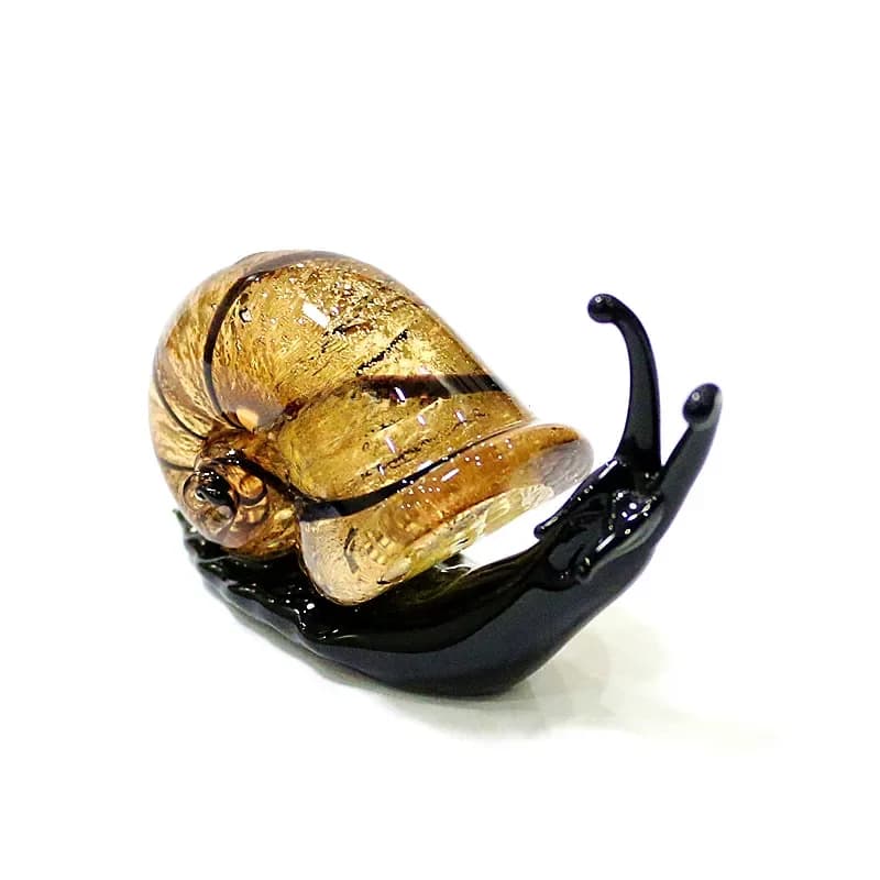 Figurines miniatures d'escargots en verre de Murano avec feuille d'argent, ornements mignons, collection d'animaux, décoration d'intérieur, statuette créative, cadeau du Nouvel An