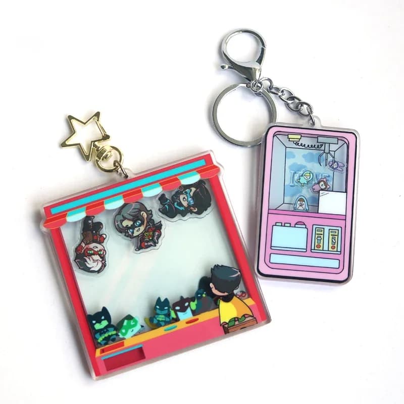 Porte-clés Shaker en acrylique personnalisé, porte-clés de dessin animé personnalisé, photo personnalisée, hologramme d'anime, breloques en acrylique transparent
