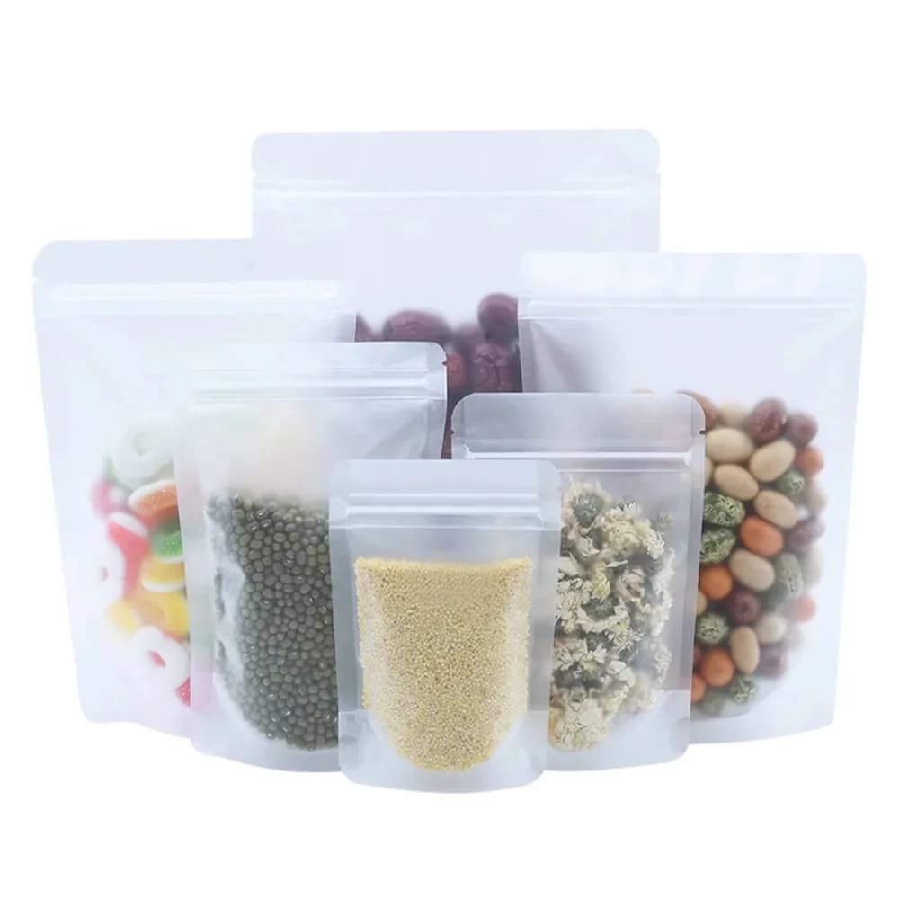 Sac transparent à fermeture éclair, 100 pièces, 256 sachets, fermeture éclair, fermeture automatique, refermable, réutilisable, sachet de fruits secs, sachet de noix