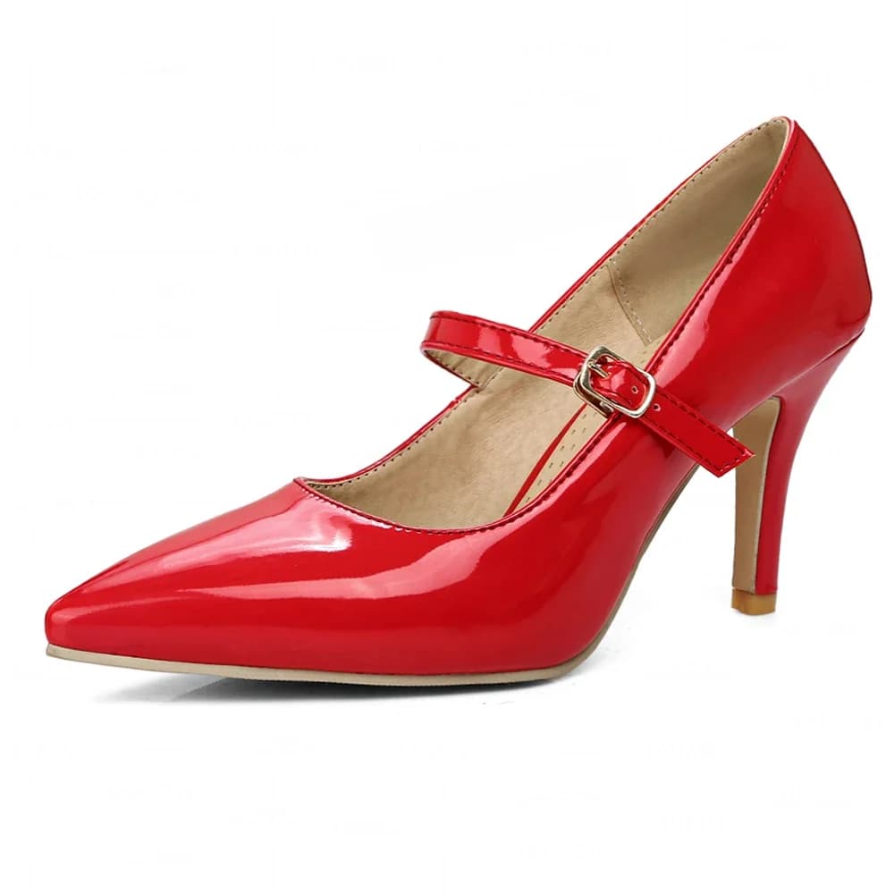 LAIGZEM – escarpins brillants à talons de 8CM pour femmes, sandales Mary Janes, chaussures de soirée, robe de bal, grande taille 34 44 51 54
