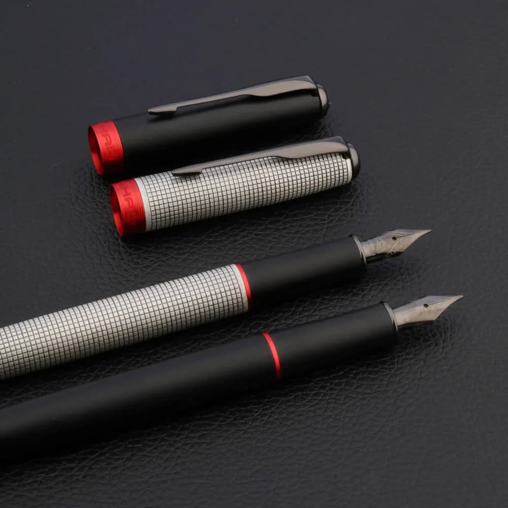 JINHAO 75 stylo plume de luxe à carreaux saisir cendres plume flèche acier au tungstène pointe noire encre classique bureau fournitures scolaires stylo