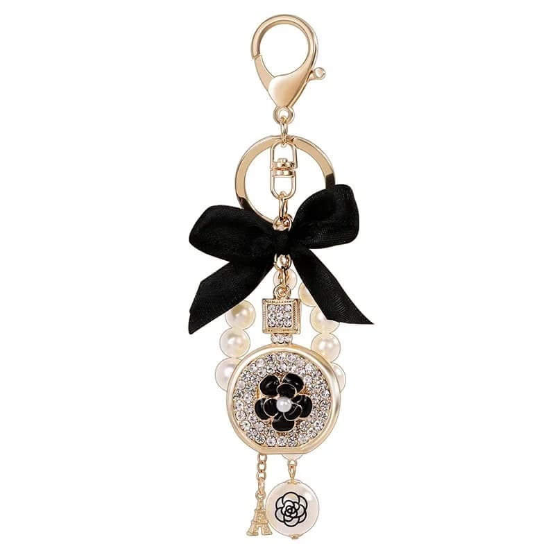 Porte-clés JOBow Pearl Pearl pour femme, bouteille de parfum en cristal, tour de fer, porte-clés de voiture, breloque pour sac, cadeau de bijoux pour fille, 216.239.