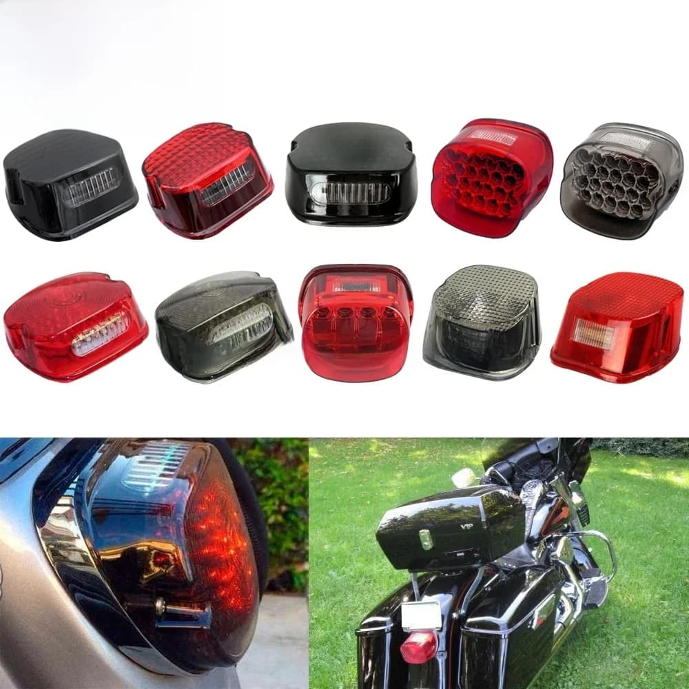 Feu arrière LED de plaque d'immatriculation de moto, feu arrière pour Harley Sportster Softail Fat Bob Street Glide Road King