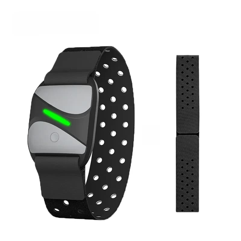 COOSPO Fréquence Cardiaque Brassard Bluetooth Ant+, Brassard Cardiofrequencemetre en Temps réel, Capteur Optique de Fréquence Cardiaque Compatible avec Strava Garmin Wahoo Zwift Peloton CoospoRide