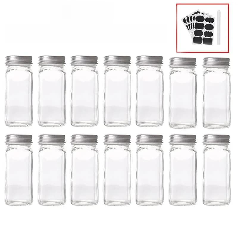 Pots à épices en verre avec couvercle en bambou, boîte d'assaisonnement, beaucoup de pots à sel, belle bouteille, fournitures de cuisine, ensemble de pots d'évaluation
