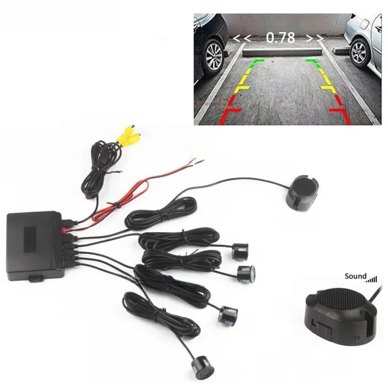 OOWLIVEE capteur de stationnement de voiture 4 voiture inverse sauvegarde arrière étape Buzzer Radar alerte système vidéo Parktronic pour voiture Radio Image caméra