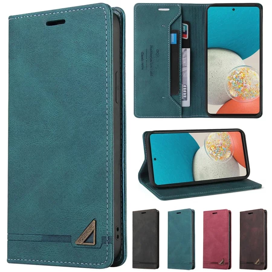 Étui portefeuille antivol en cuir à rabat magnétique pour Samsung Galaxy A07 A16 A17 A26 A27 A36 A37 A56 A57 S26 Ultra S26 Plus S25 FE