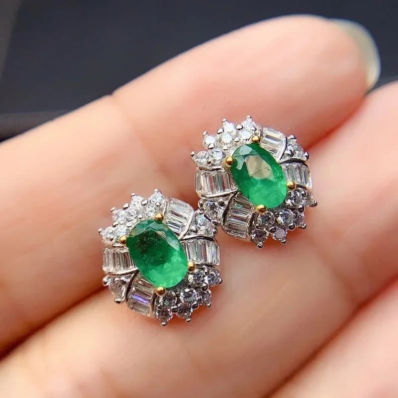 Boucles d'oreilles en argent Sterling et émeraude naturelle, bijoux fins classiques, cadeau de mariage pour femmes, 4x6mm
