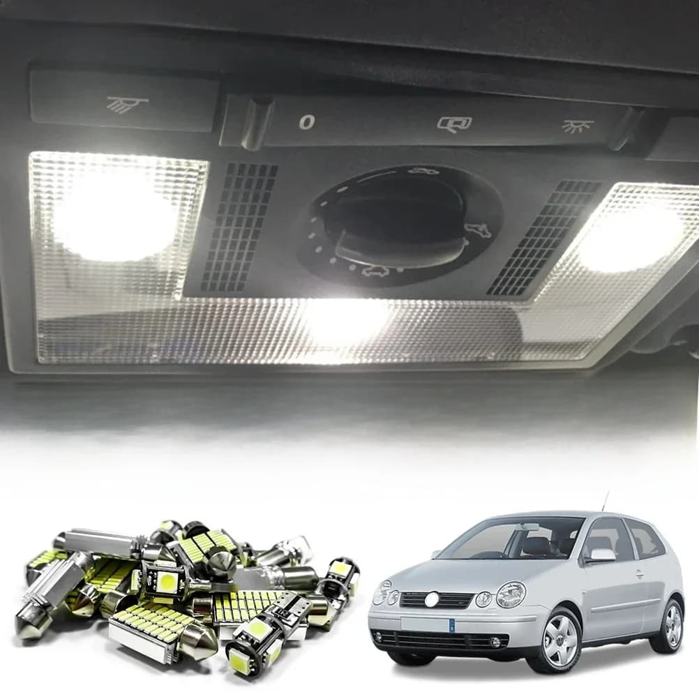 Ampoule LED Canbus pour voiture, 10 pièces, pour Volkswagen VW POLO 9N 9N3 2002 2003 – 2009, éclairage intérieur sans erreur, dôme de carte