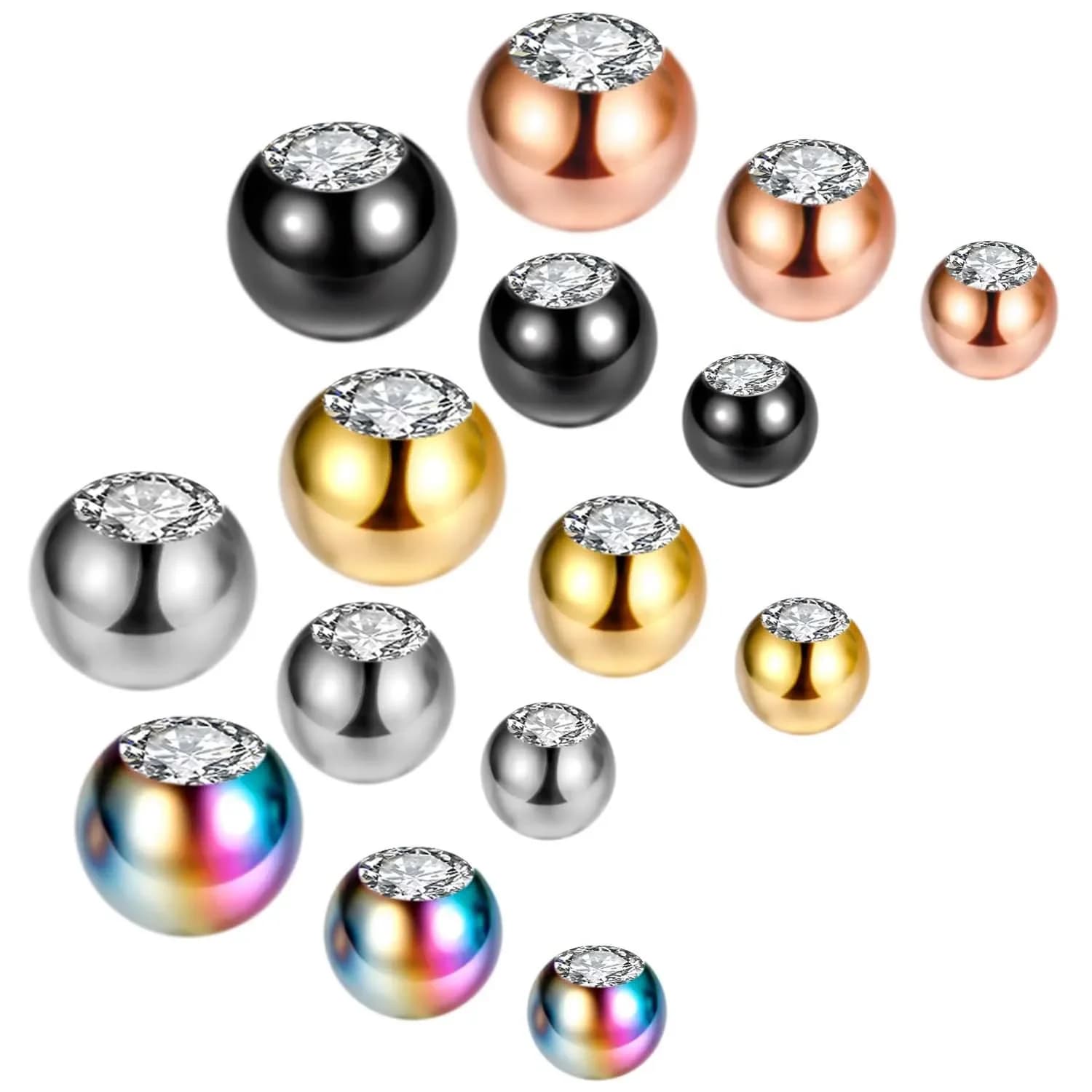 10 pièces G23 boules de rechange de remplacement avec zircone cubique Labret haltère barre Piercing accessoires 16g(1.2mm) bricolage bijoux de corps