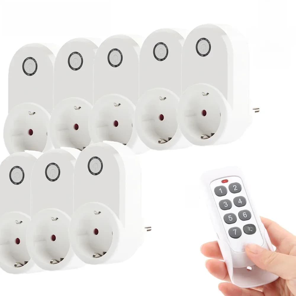 Prise sans fil pour maison intelligente 15A, télécommande EU FR 433MHz, accessoires de prise électrique murale, interrupteur de programmeur AC 220V LED