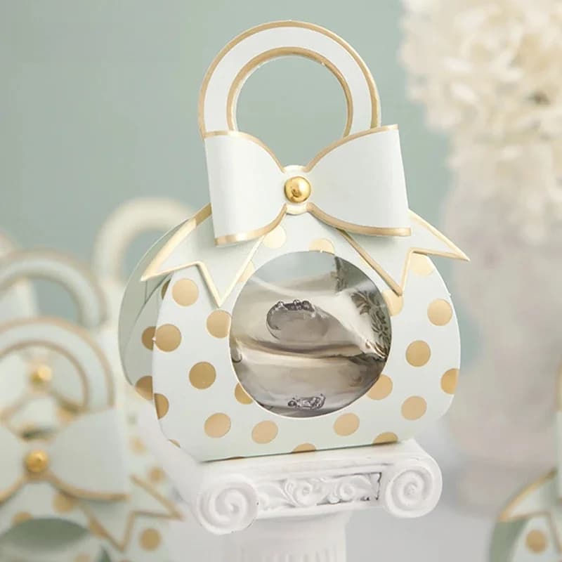 Sacs d'emballage de boîte-cadeau de faveurs de mariage, bleu, fête préChristophe, anniversaire, petit papier à bonbons rose, fenêtres à poignée, 20 pièces