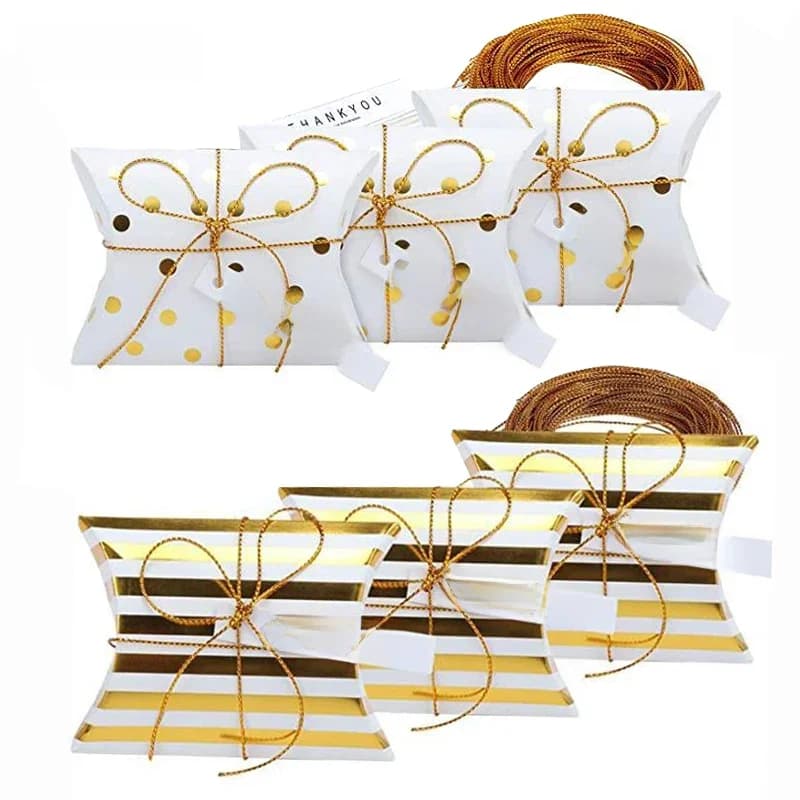 Boîte à bonbons à bijoux kraft en forme d'oreiller, 10 pièces, papier artisanal, cadeau de mariage, tarte, sacs de fête écologiques