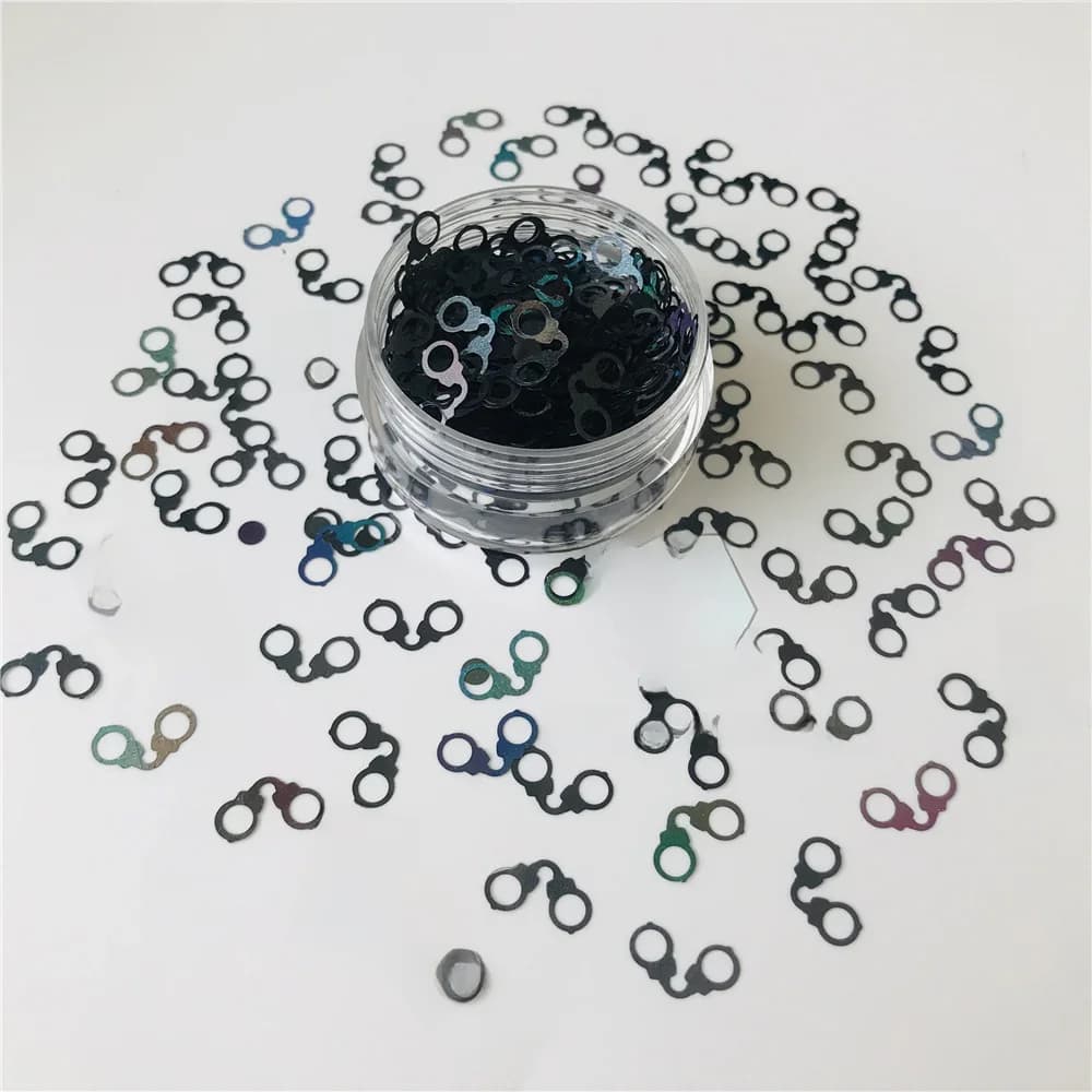 PrettyG-Paillettes holographiques en forme de menottes, sequins pour résine, bricolage, art exécutif, artisanat, maquillage des ongles, accessoires de décoration, 1 boîte