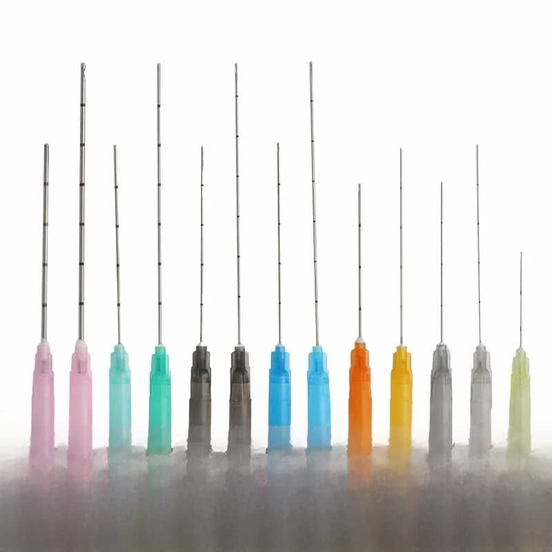 Micro-cannules jetables fines pour injection de produits de comblement 18G 21G 22G 23G 25G 27G 30G, aiguilles à extrémité lisse, à extrémité dentelée et à extrémité arrondie, 10 ensembles