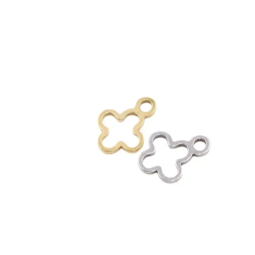 10 pièces 12mm en gros en acier inoxydable de haute qualité fleur pendentif à breloques collier à faire soi-même boucles d'oreilles Bracelets ne se décolore pas 2 couleurs