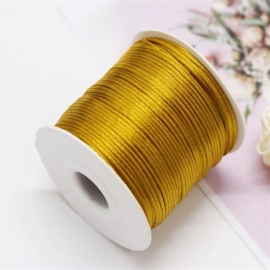 1MM vieux or Nylon chinois Satin soie noeud cordon Rattail fil collier macramé chaîne bijoux résultats perles corde # 563