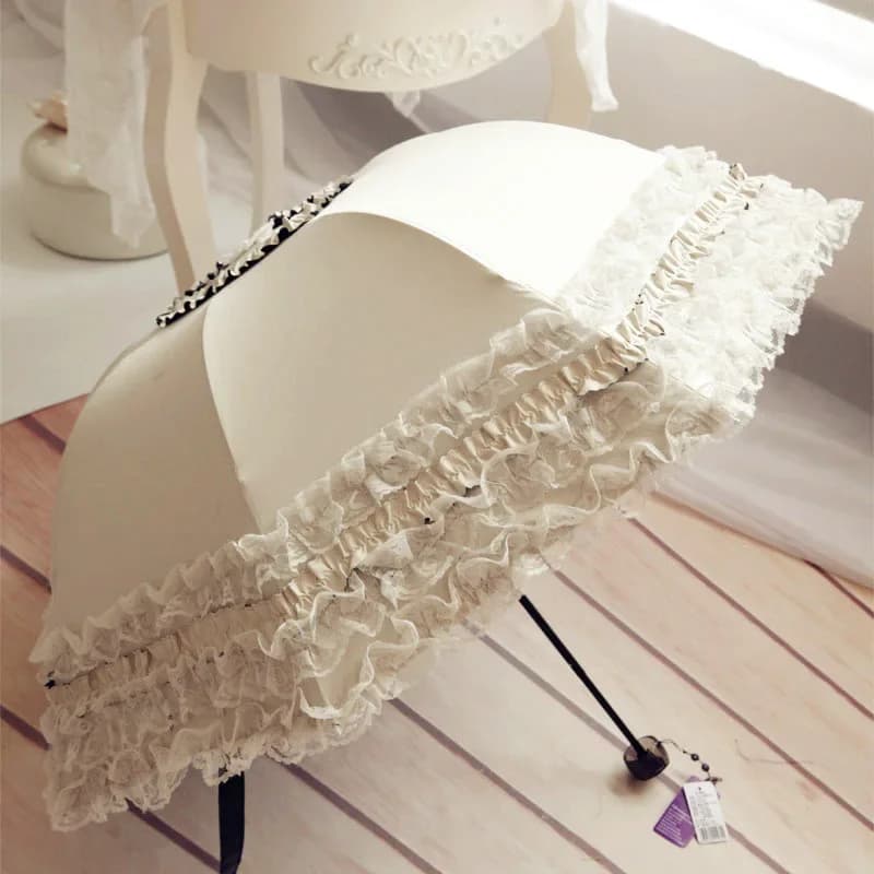 Parapluie pliant en dentelle ultra léger pour femme, protection UV, parasol, princesse, pluie, soleil, mode