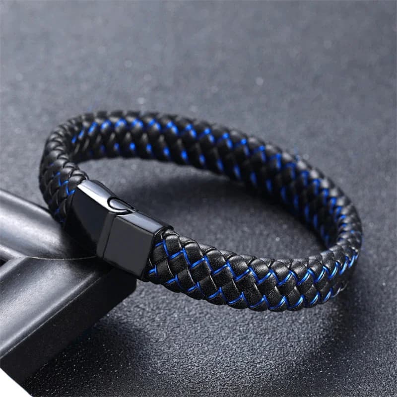 Bracelet en cuir microfibre fait à la main, Style Simple, mode européenne et américaine, en acier inoxydable 316L, bijoux pour hommes