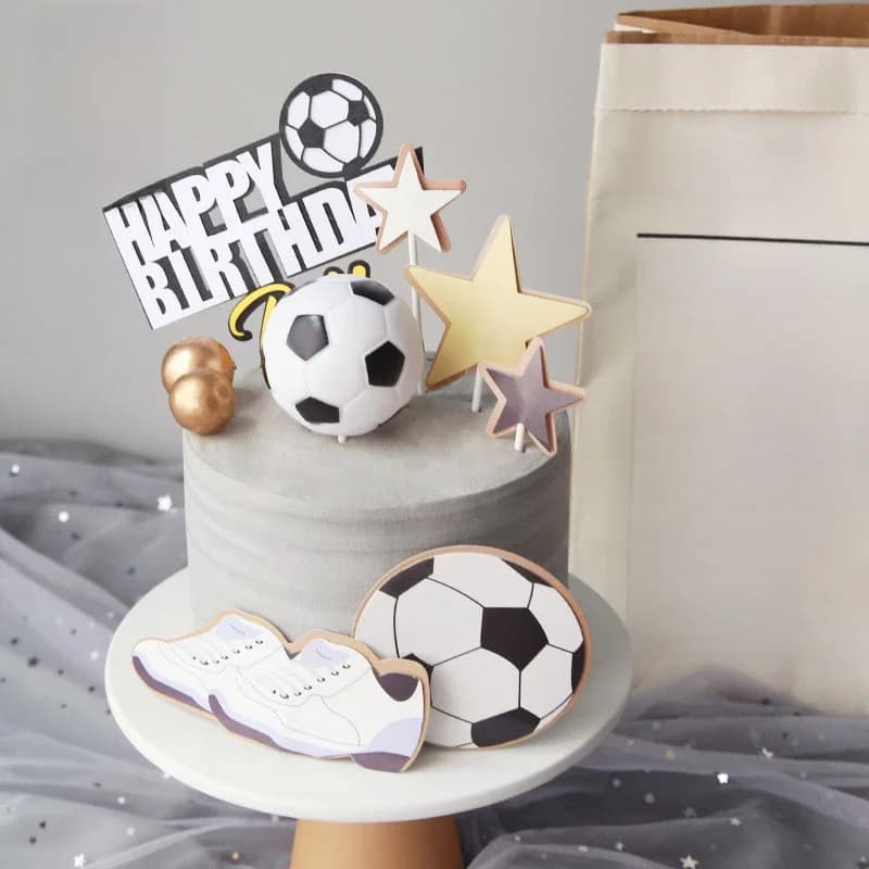Topper gâteau Chi pour fête d'anniversaire, thème basket-ball et football, pour enfants garçon, fournitures ouvertement