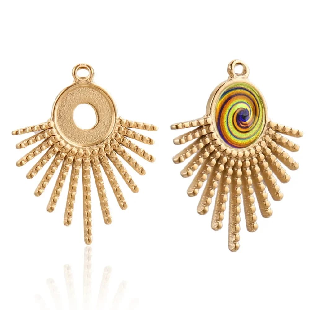 Breloques de réglage de pendentif camée de base de cabochon astral en acier inoxydable, boucles d'oreilles vierges bricolage, fournitures de bijoux exécutifs, 5 pièces par lot, 8mm